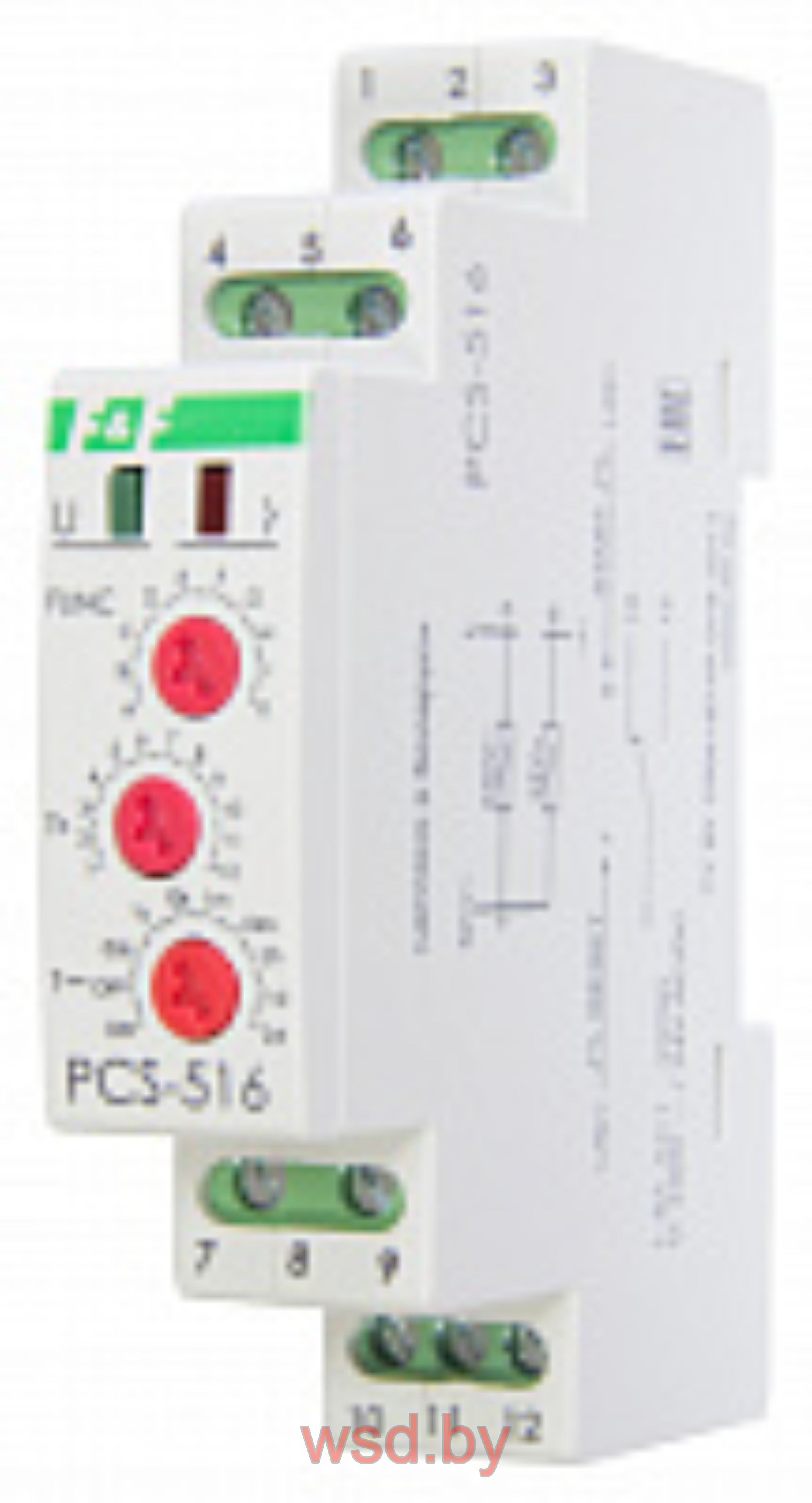 PCS-516 многофункциональное, с входами START и RESET, 1 модуль, монтаж на DIN-рейке 230В AC, 24B AC/DC 8А  1NO/NC